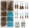 1 Box DIY 8 Pairs Bohemian Feather Dream Catcher Earring Making Kit Antique Bronze Feather Charm Connector, Turquoise Gemstone Beads, Earring Hooks Jewelry Supplies Beginners, Instruction